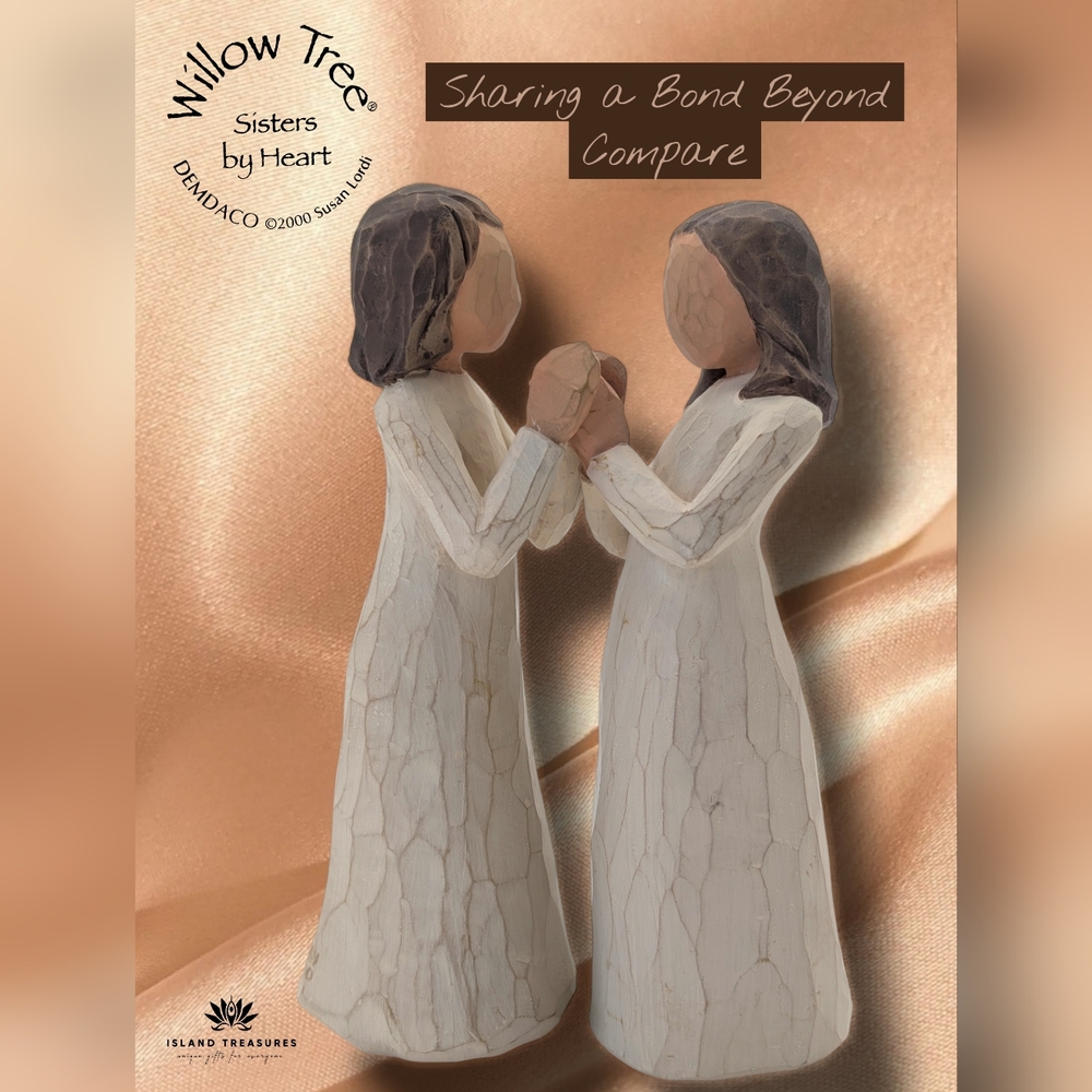 Willow Tree "Sisters By Heart" Susan Lordi Hand-Painted Figurines Cream and Tan